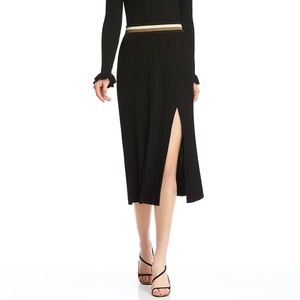Bailey 44 Colin Pleated Knit Midi Skirt Size S Black